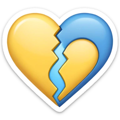 heart half yellow half blue sticker