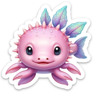 Sparkly glossy Pastel iridescent cute baby  axolotl sticker