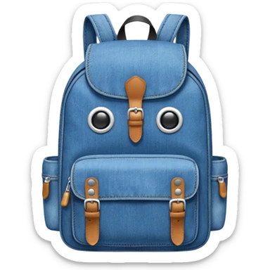 blue denim backpack 

 sticker
