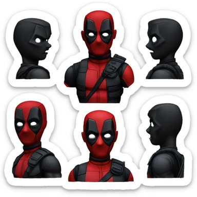 make deadpool all black with only red eyes, keep all deadpool characteristics, all blakc sticker