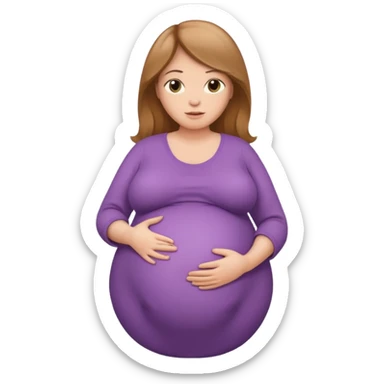 very heavily pregnant overdue woman with very large belly sticker