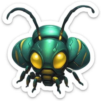 alien roboti bee creature  monster scifi roguelike rpg style inspired by slay thee spire sticker