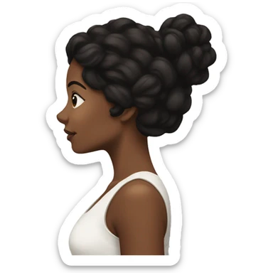 the back of a brown women, with black hair, a white crop top, wavy long hair sticker