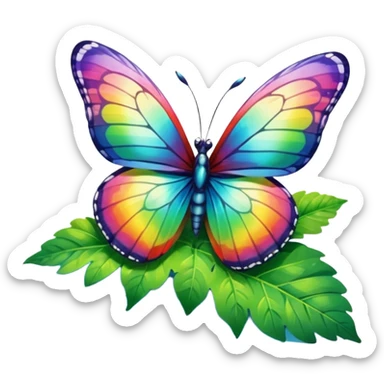 rainbow butterfly on river bank sticker