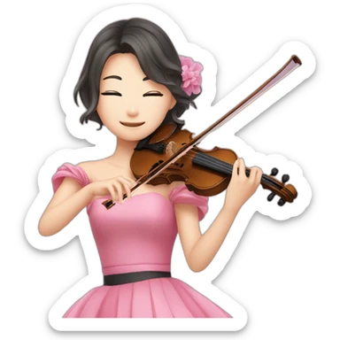Miyazono Kaori playing violin in a pink dress sticker