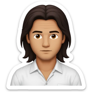 Pana Hema Taylor, male actor (b.1989) with tan skin, dark brown long hair sticker