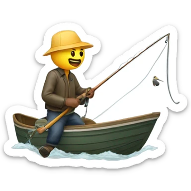 Fisherman reeling in a boot sticker