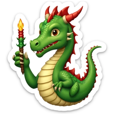 ein Drache mit einem Zauberstab in der Hand  und einem Zilinder auf dem kopf sticker