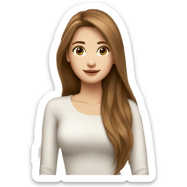 brown hair brown eyes long straight hair white skin woman sticker