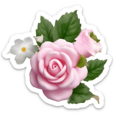 La fotorta bianca con pennellate rosa e dettagli dorati. In cima ci sono rose rosa, foglie verdi e mirtilli. Elegante e raffinata. sticker