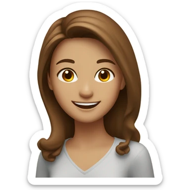 Lady with long brown hair and brown eyes happy birthday sticker