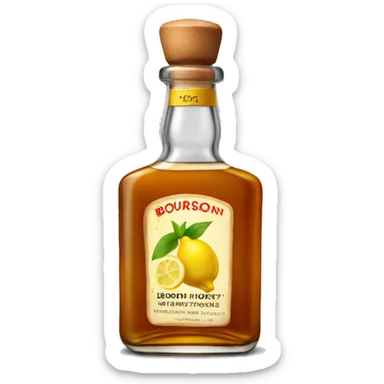 Bourbon bottle with ginger, Lemon and Honey sticker