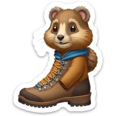 marmotte avec souliers de marche sticker