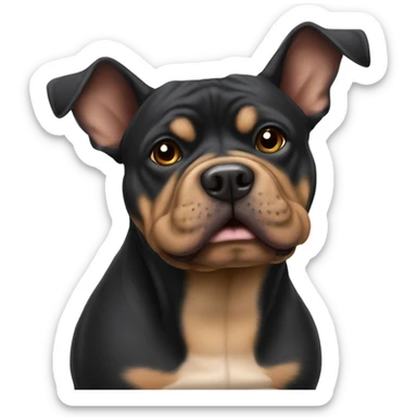 Little black coloured dog with big tan coloured xl bully sticker