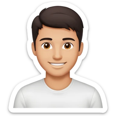 A young handsome dark-haired smiling guy in a white shirt sticker