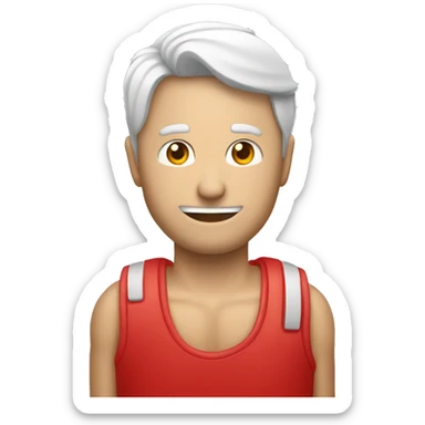 Un hombre con una enguatada roja, de piel blanca y con un teléfono iHpone sticker