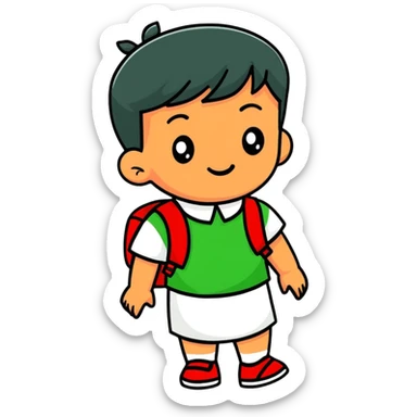 Indonesian child celebrating independence day with red and white accessories sticker