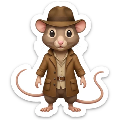 🐀 full body rat wearing Indiana jones hat sticker