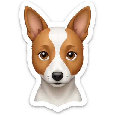 a fully white jack russell the size of a kelpie with light brown ears and a light brown patch on one eye sticker