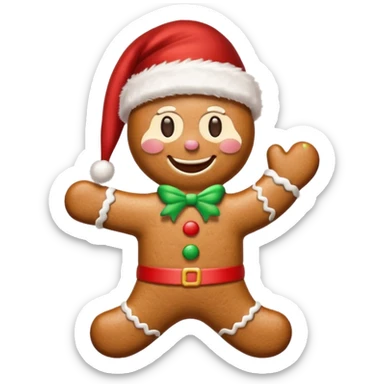 christmas gingerbread man with santa hat sticker