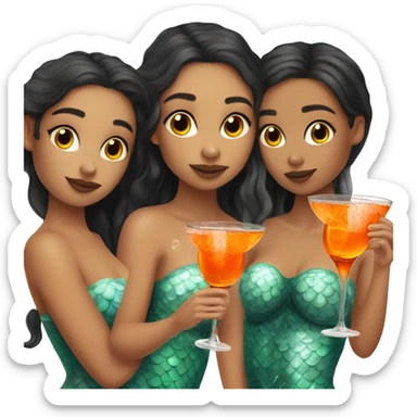 Three beautiful mermaids (light skin) drinking aperol sticker