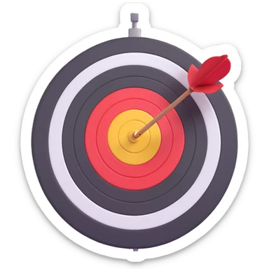 3D emoji style bullseye target with a dart missing the target, not hitting it, keep the 3D emoji style look sticker