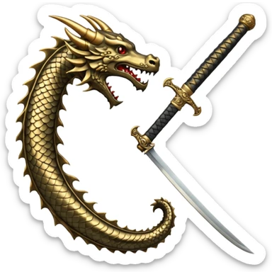 A dragon handle of a samurai sword sticker