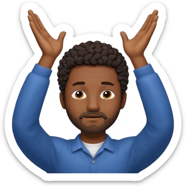 Emoji of a frustrated man with short dark curly hair and a short beard, eyes tightly closed and eyebrows furrowed.
Both hands raised near his head in frustration, clean rounded emoji style, soft gradients, plain background. sticker