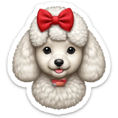 Poodle with red bow tie, portrait sticker