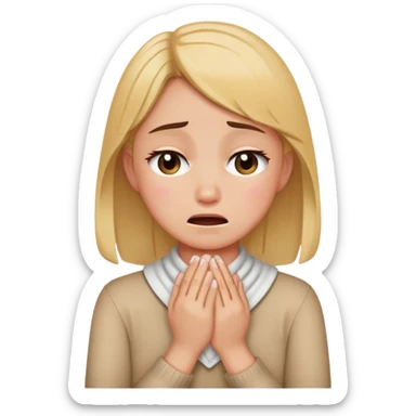 a girl crossing her hands around her neck crying sticker