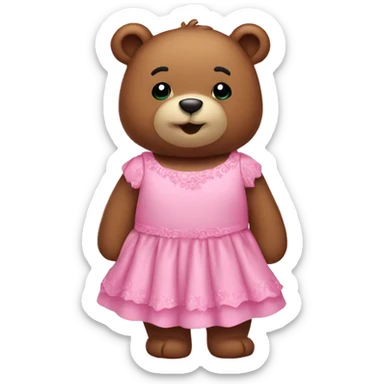 Bear in dress pink sticker