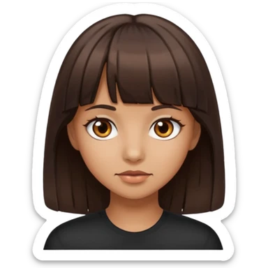 Tan girl with dark brown hair and bangs  sticker