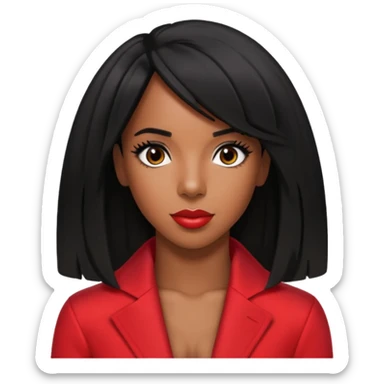 Kelly Rowland with black hair, red outfit sticker