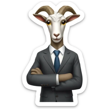 goat wearing suit and tie and teaching sticker