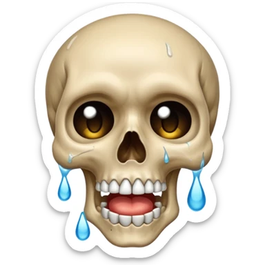 Skull crying loudly and a lot with lots of tears sticker