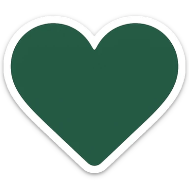 dark green heart, flat color sticker