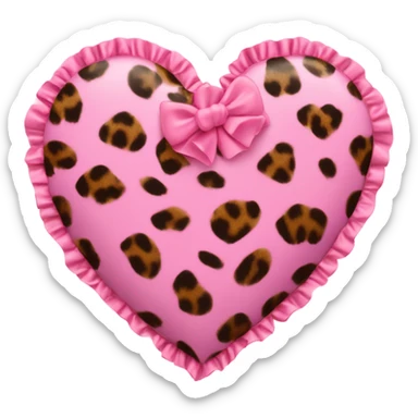 Leopard print heart with pink ruffles sticker