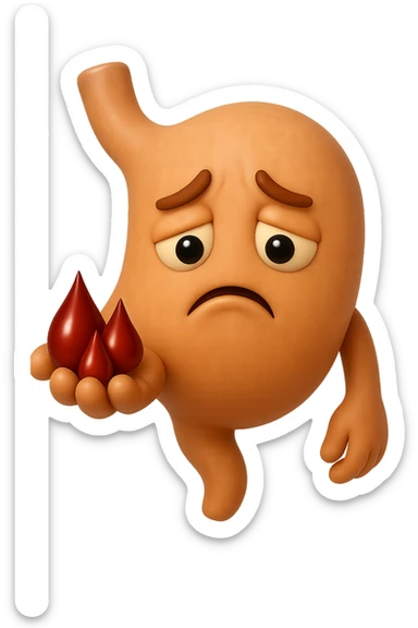 emoji stile iphone 3d di stomaco triste con 3 gocce di sangue 3d in mano, iperrealistiche 4k sticker