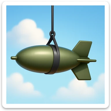 Create an emoji that looks exactly like the reference image in iOS emoji style. The emoji should have 3D appearance, shiny surface, smooth gradients, soft shadows, and a realistic bomb shape with a classic emoji look. sticker