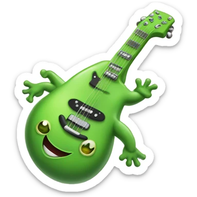 Happy green slug playing electric guitar sticker