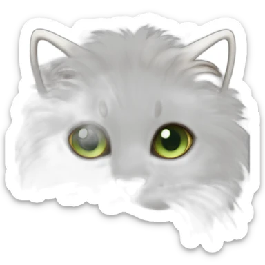 white fluffy bi-colour cat with dark brown ears and upper head, brown ears and green eyes sticker