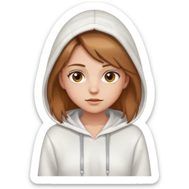 girl with shorts and white hoodie light brown hair and hazel eyes sticker