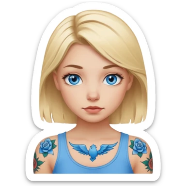 blonde girl blue eyes with tattoos sticker