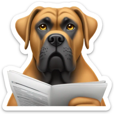 An orange-colored Cane Corso reading the news. sticker