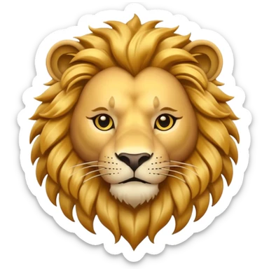A 3D cartoon lion head tattoo design with flowing mane, bold lines, symbolizing courage and power, Memoji-style. sticker
