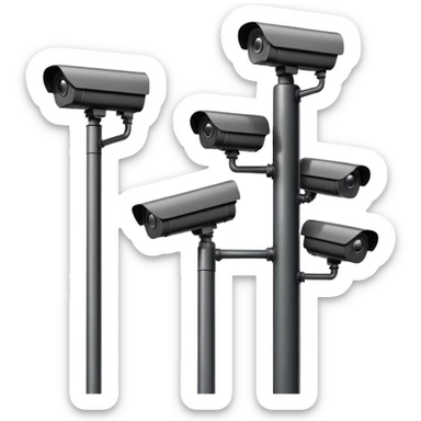 Multiple CCTV cameras on a pole in black  sticker