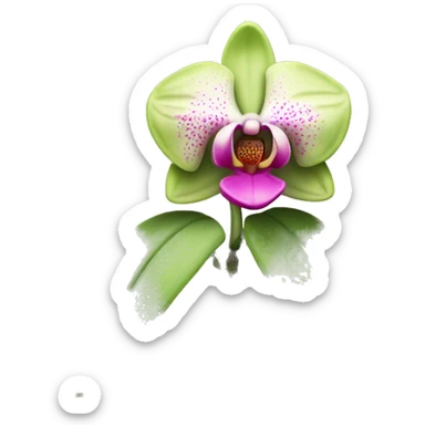 green-pink orchid flower sticker