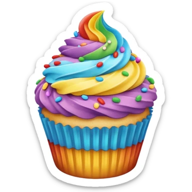 cute cupcake with colorful frosting and sprinkles sticker