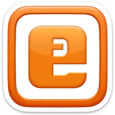 make me an emoji of a orange square with a white E in the center large E must have times new roman font sticker