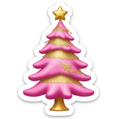 pink christmas tree with gold ornaments sticker